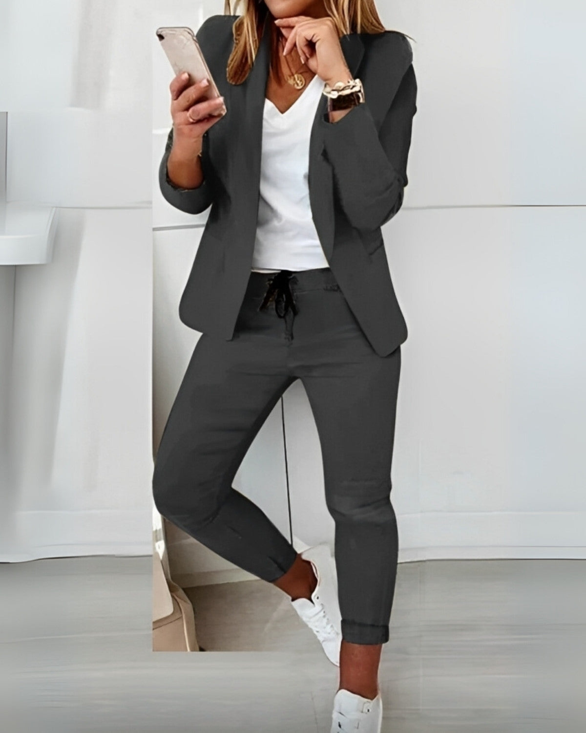 Blazer Set Dames van Stretchstof – Stijlvolle Tweedelige Outfit voor Elk Seizoen