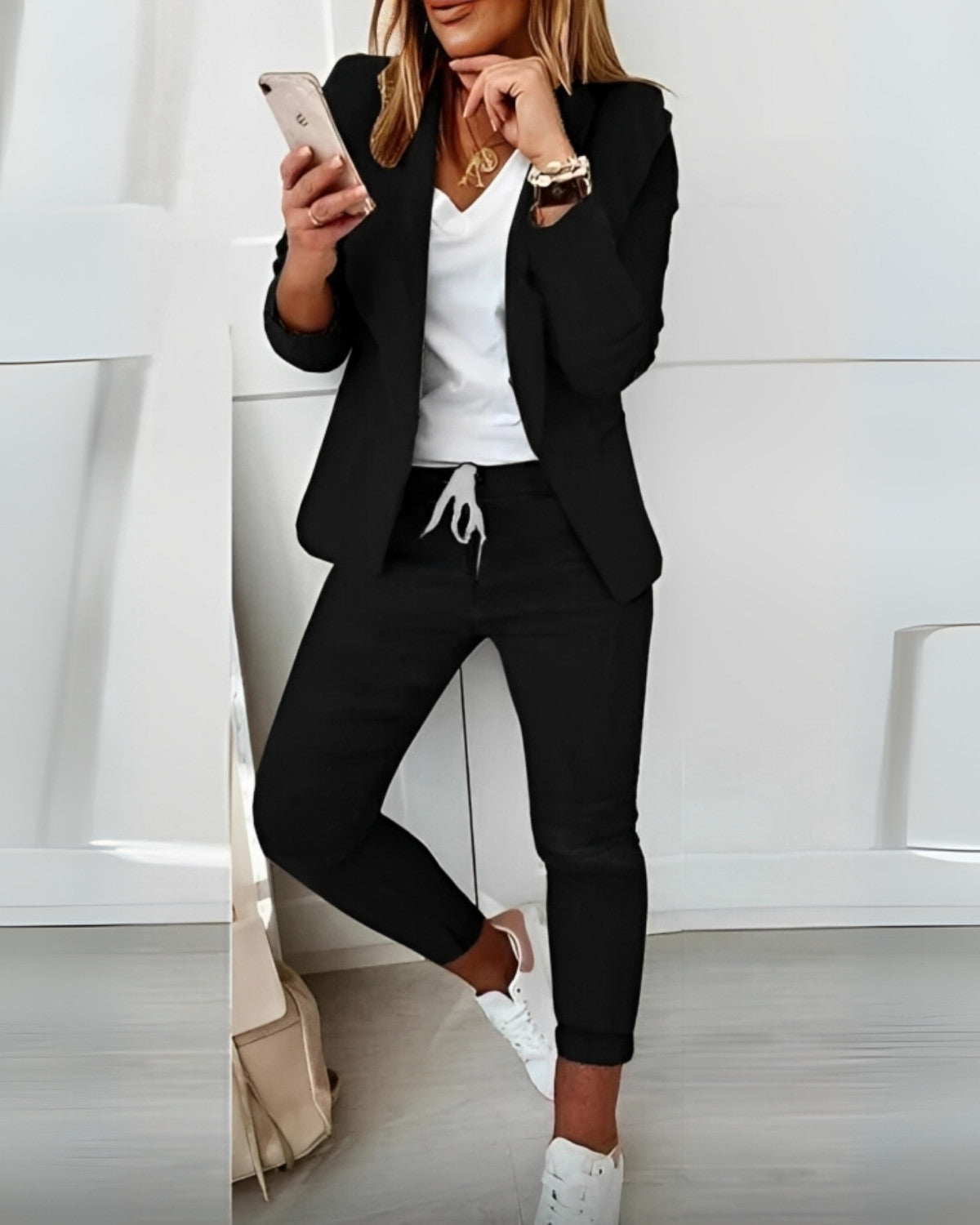 Blazer Set Dames van Stretchstof – Stijlvolle Tweedelige Outfit voor Elk Seizoen