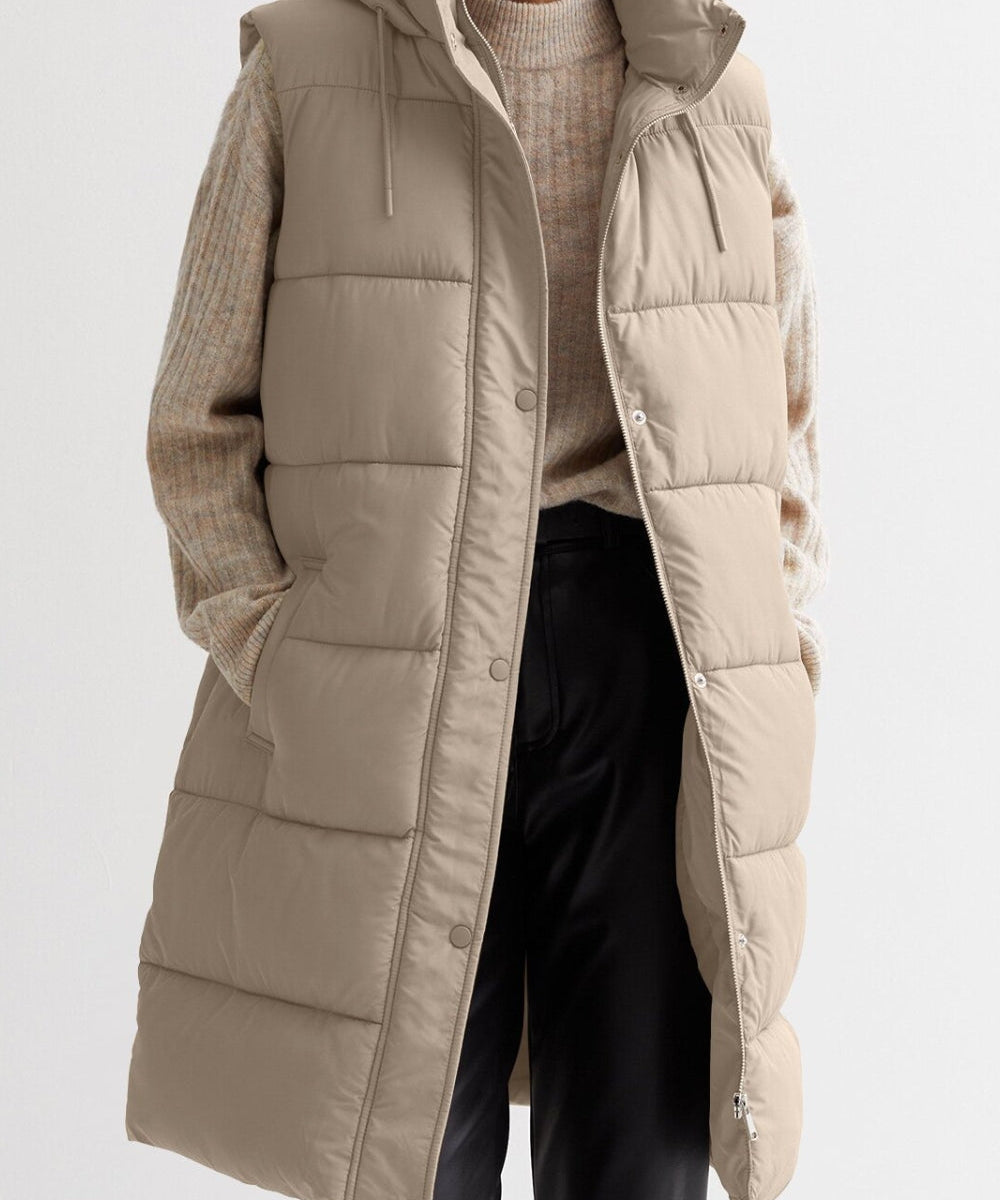 Serenity midilange bodywarmer dames met capuchon – stijlvol & comfortabel