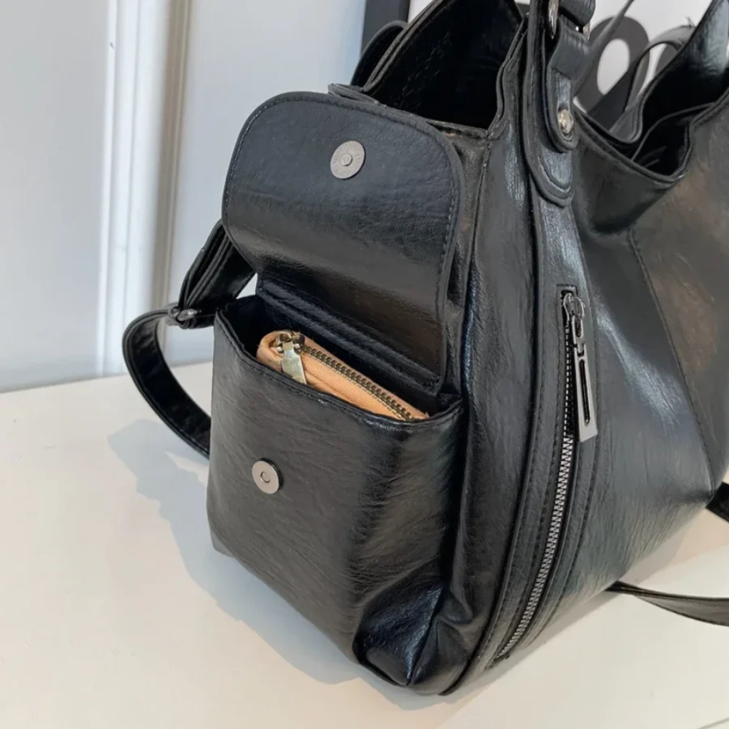 Vegan leren schoudertas dames – stijlvolle crossbody tas met rits en verstelbare band