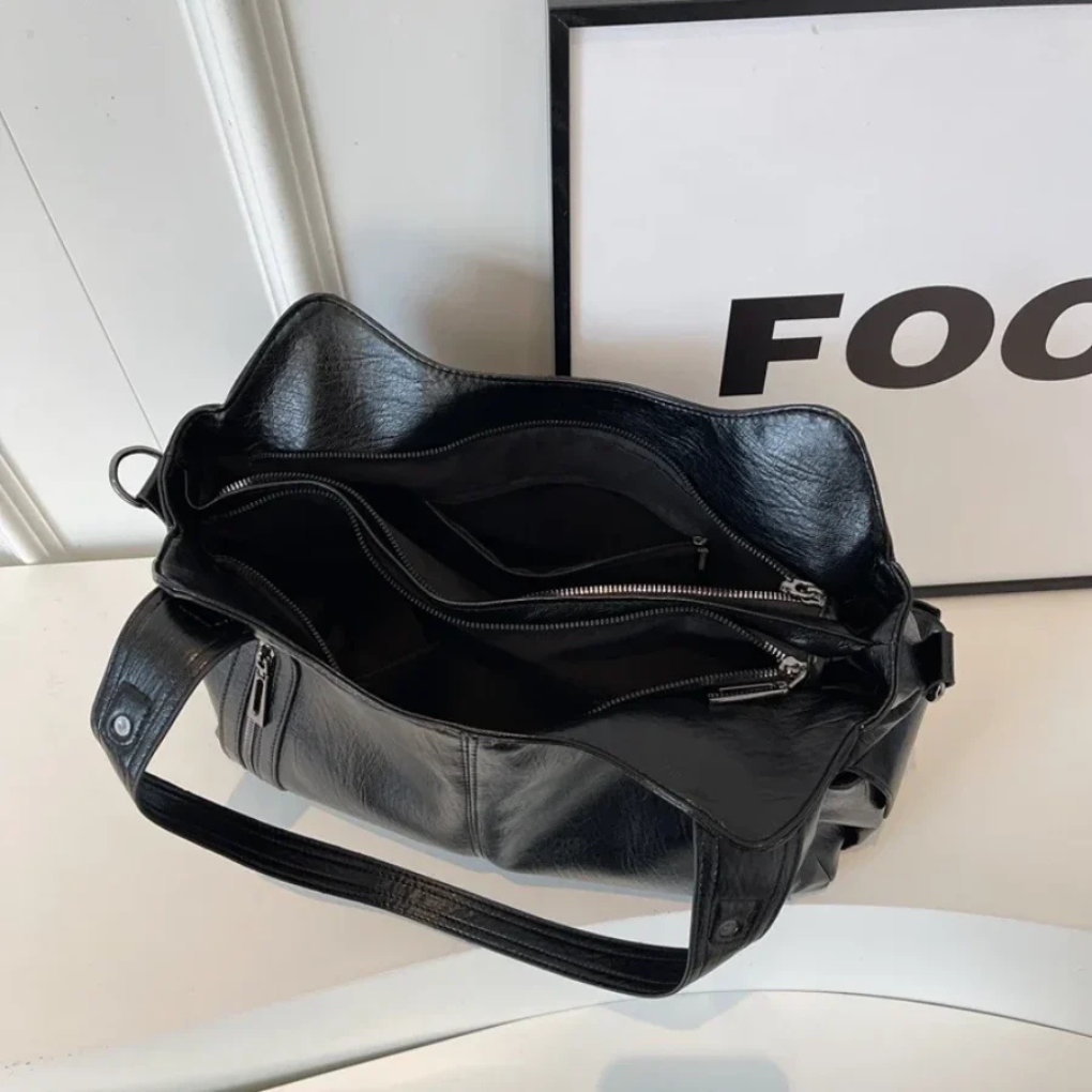 Vegan leren schoudertas dames – stijlvolle crossbody tas met rits en verstelbare band