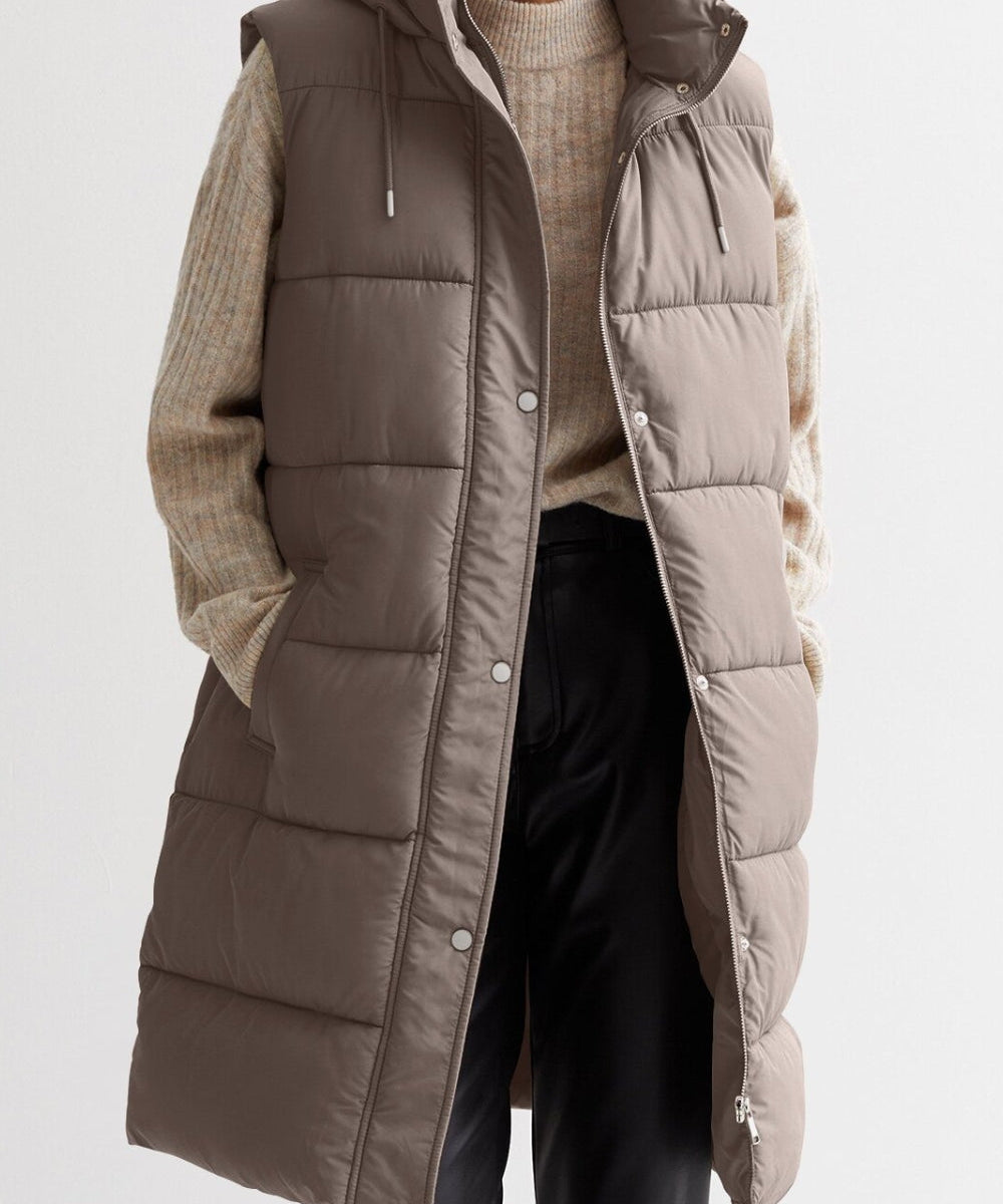 Serenity midilange bodywarmer dames met capuchon – stijlvol & comfortabel