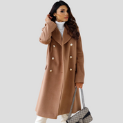 Dames dubbelrijige winterjas – elegante wolmix jas met klassieke revers