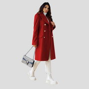 Dames dubbelrijige winterjas – elegante wolmix jas met klassieke revers
