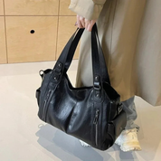 Vegan leren schoudertas dames – stijlvolle crossbody tas met rits en verstelbare band