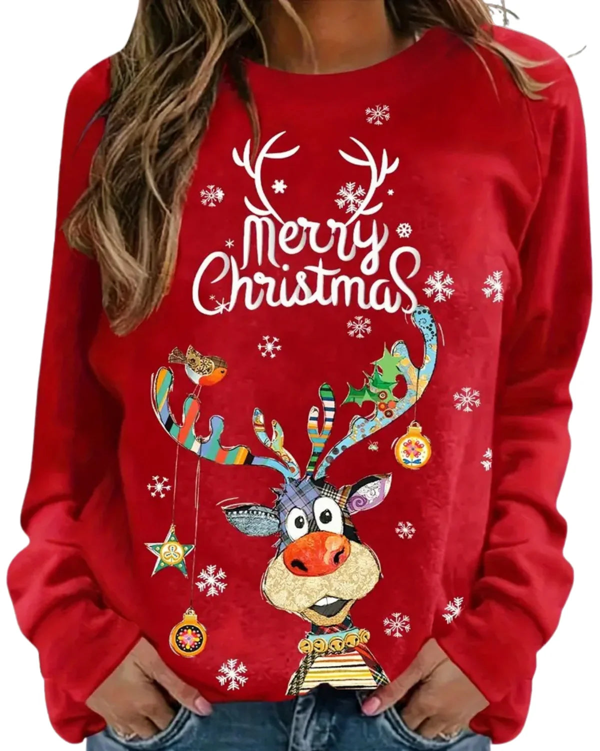 Quinty | Kersttrui voor Dames | Warme & Feestelijke Trui met Rendierprint