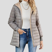 Casual winterjas dames – warme gewatteerde jas met ritssluiting en zakken