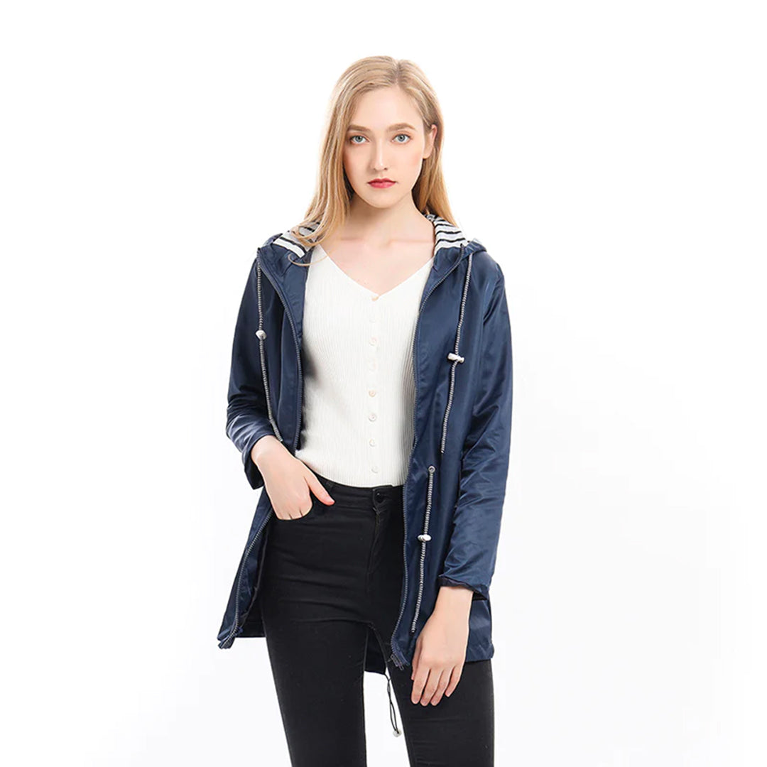Lange dames regenjas – waterdichte parka met capuchon, stijlvol & ademend