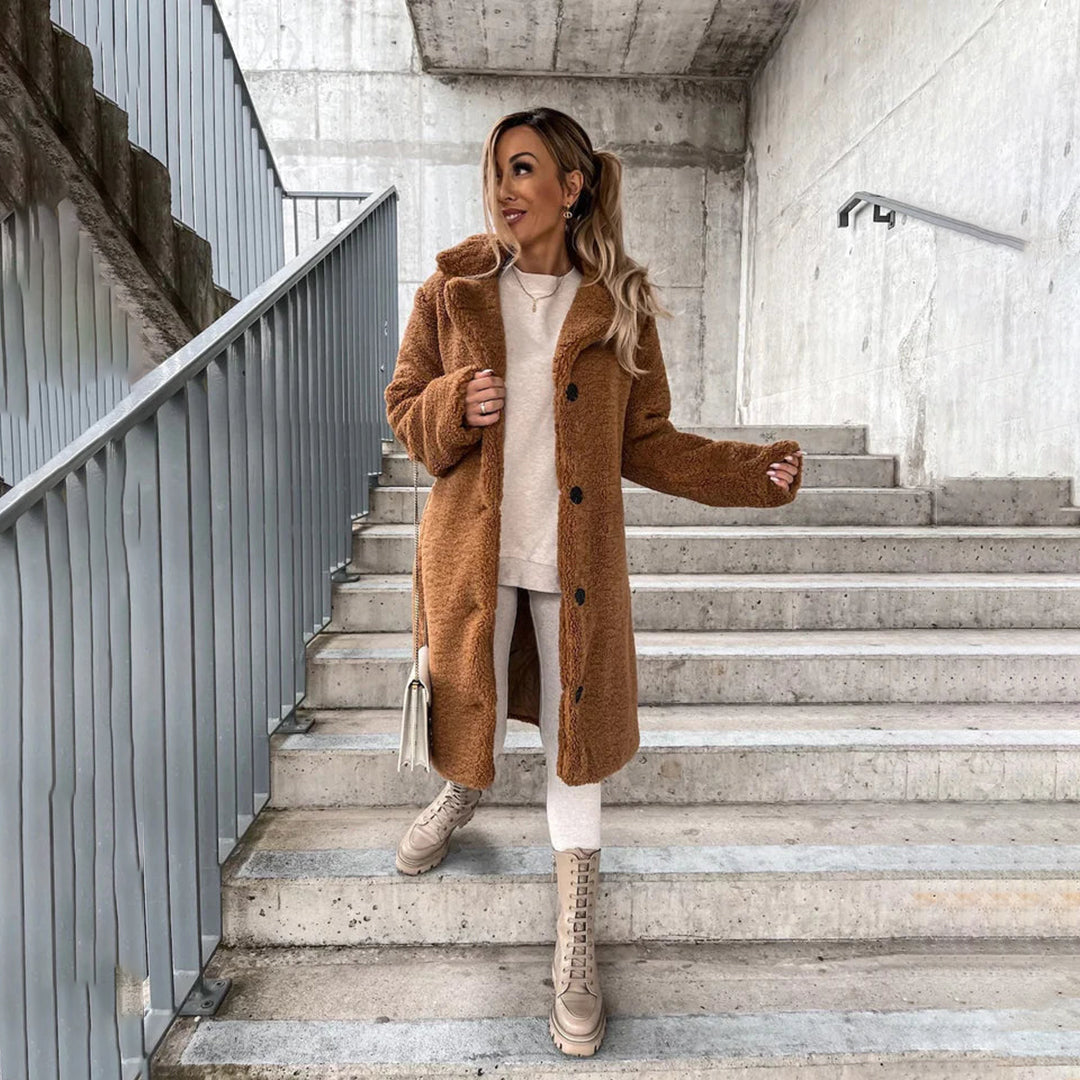 Georgia | Lange damesjas met knoopsluiting – winterjas Tijdloos & Praktisch