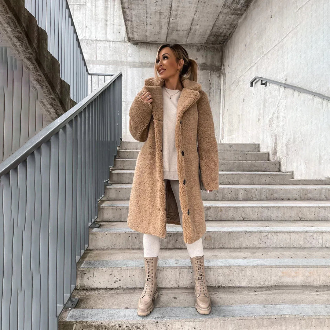 Georgia | Lange damesjas met knoopsluiting – winterjas Tijdloos & Praktisch