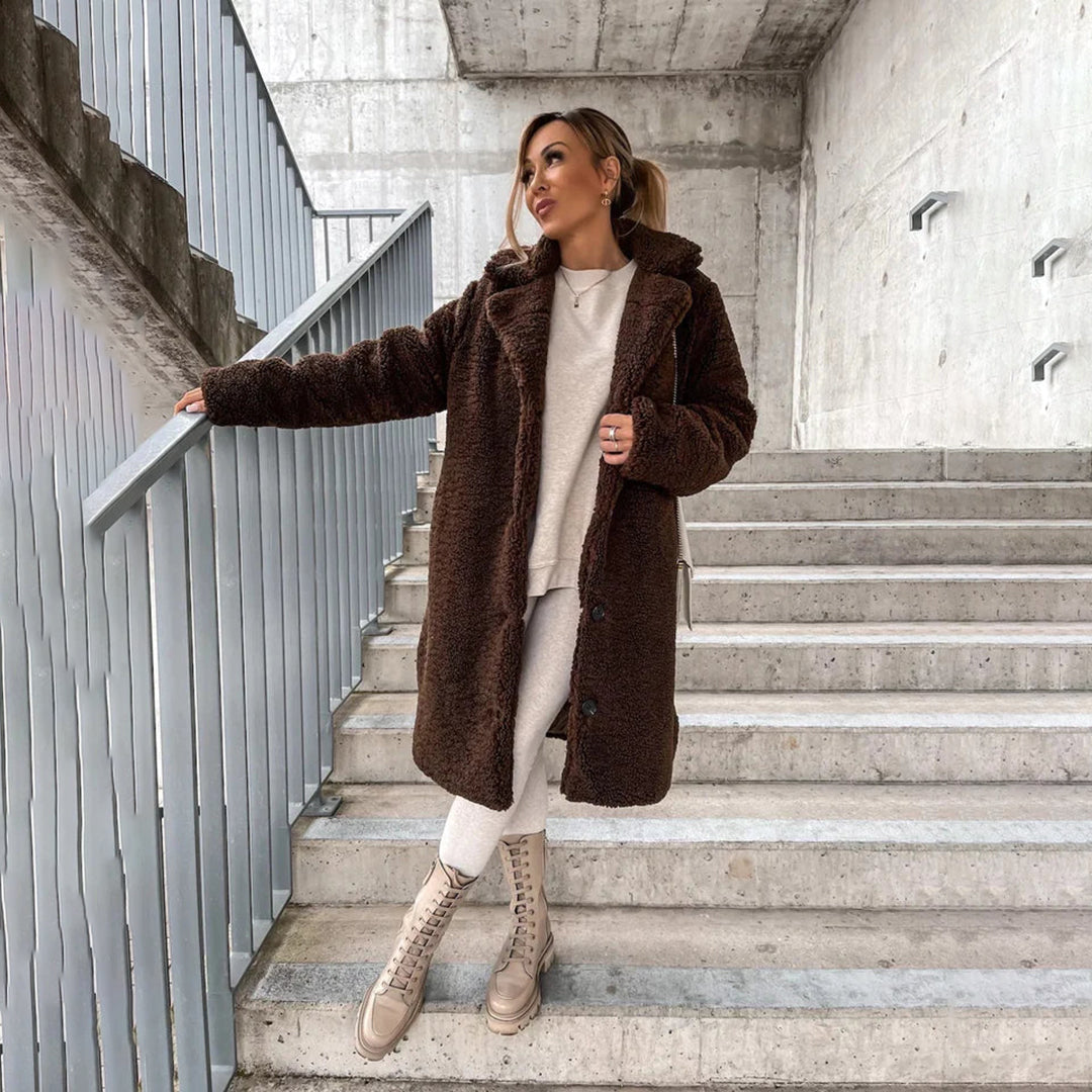 Georgia | Lange damesjas met knoopsluiting – winterjas Tijdloos & Praktisch