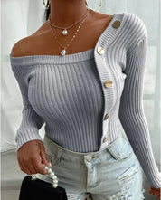 Strapless Gebreide Trui Dames – Stijlvolle Bandeau Sweater met Comfortabele Pasvorm