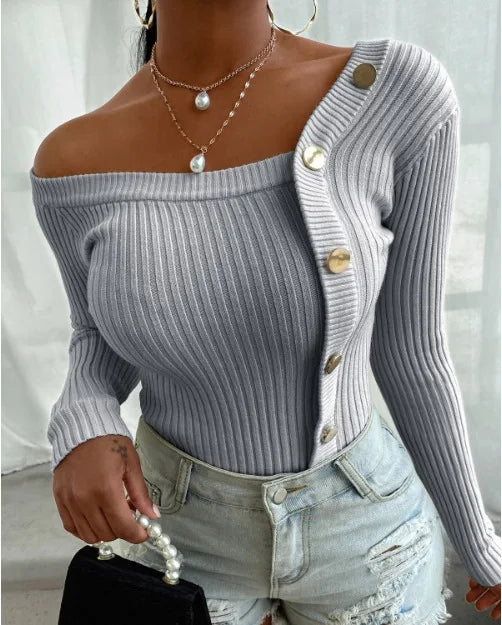 Strapless Gebreide Trui Dames – Stijlvolle Bandeau Sweater met Comfortabele Pasvorm