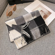 Luxe wollen sjaal dames – warme dambord wintersjaal van 100% wol