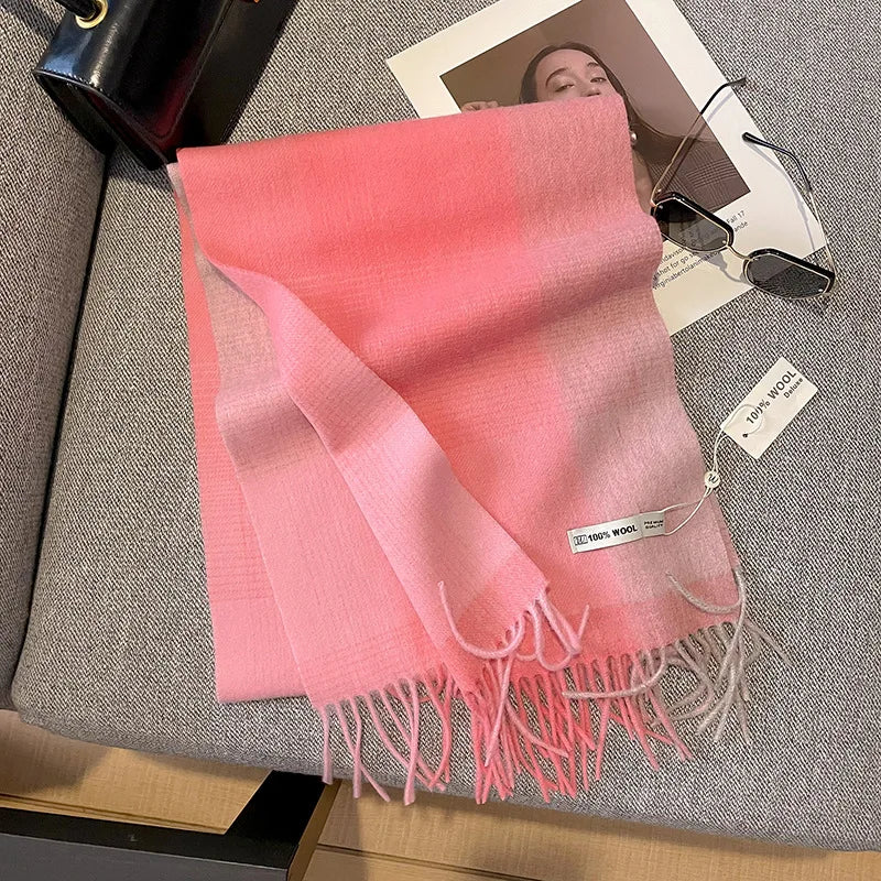 Luxe wollen sjaal dames – warme dambord wintersjaal van 100% wol