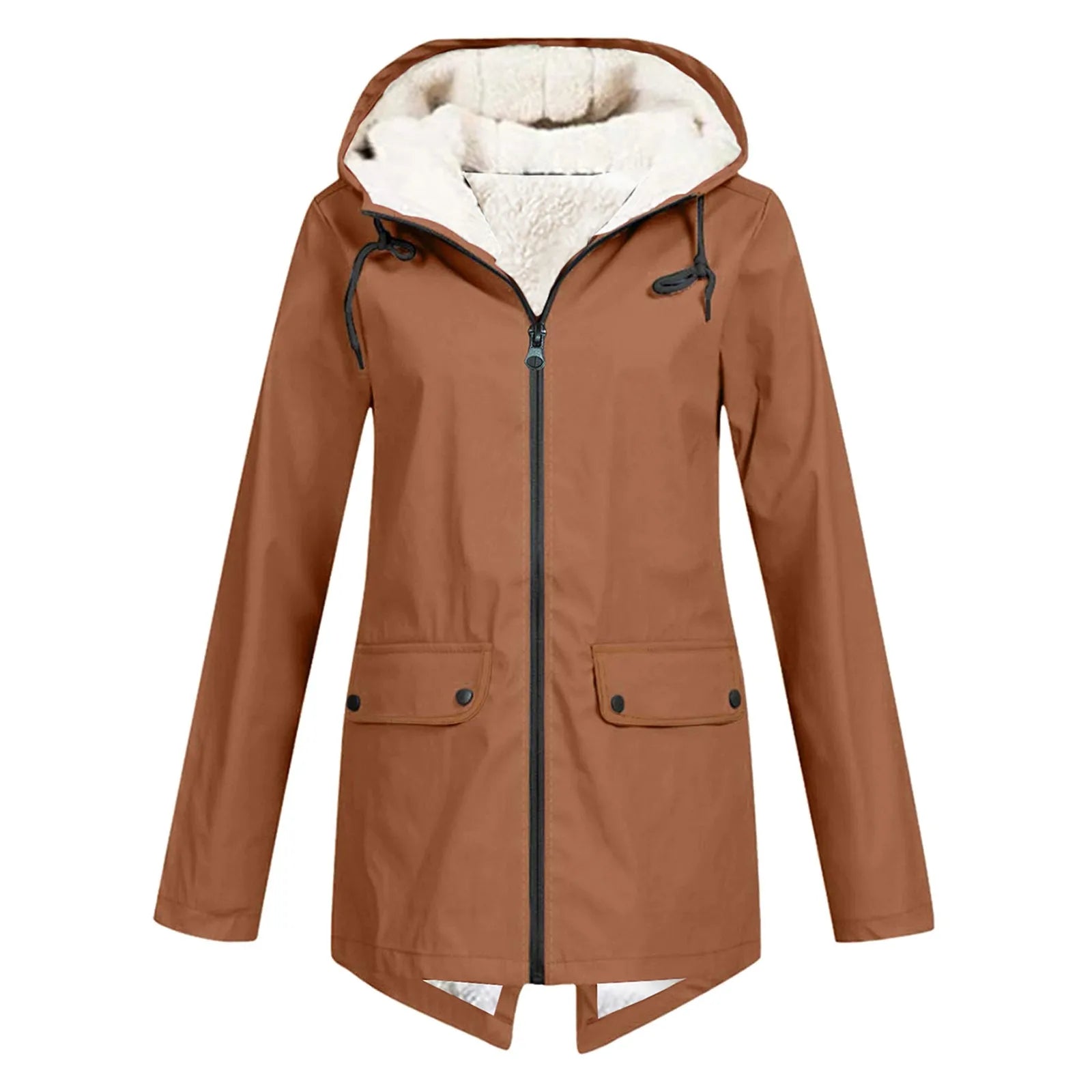 Waterdichte dames jas met capuchon – warme trenchcoat voor herfst en winter