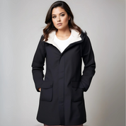 Waterdichte dames jas met capuchon en fleece voering – comfortabele regenjas voor dagelijks gebruik