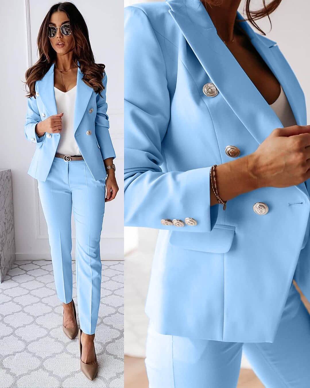 Stijlvolle Jas en Broek Set voor Dames – Elegante Co-ord Colbert & Pantalon