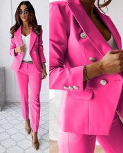 Stijlvolle Jas en Broek Set voor Dames – Elegante Co-ord Colbert & Pantalon