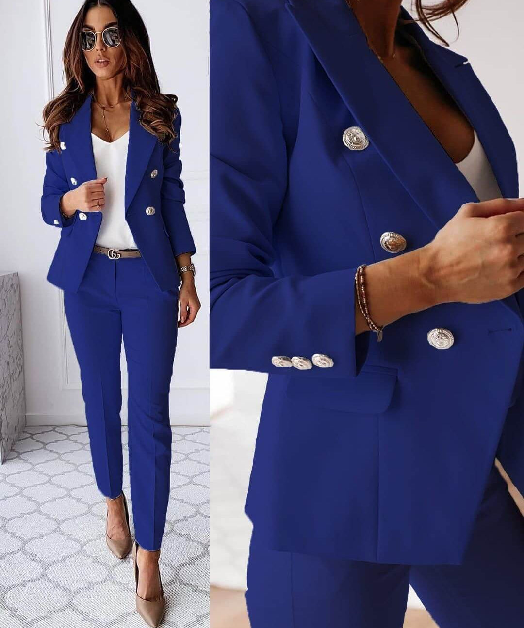 Stijlvolle Jas en Broek Set voor Dames – Elegante Co-ord Colbert & Pantalon