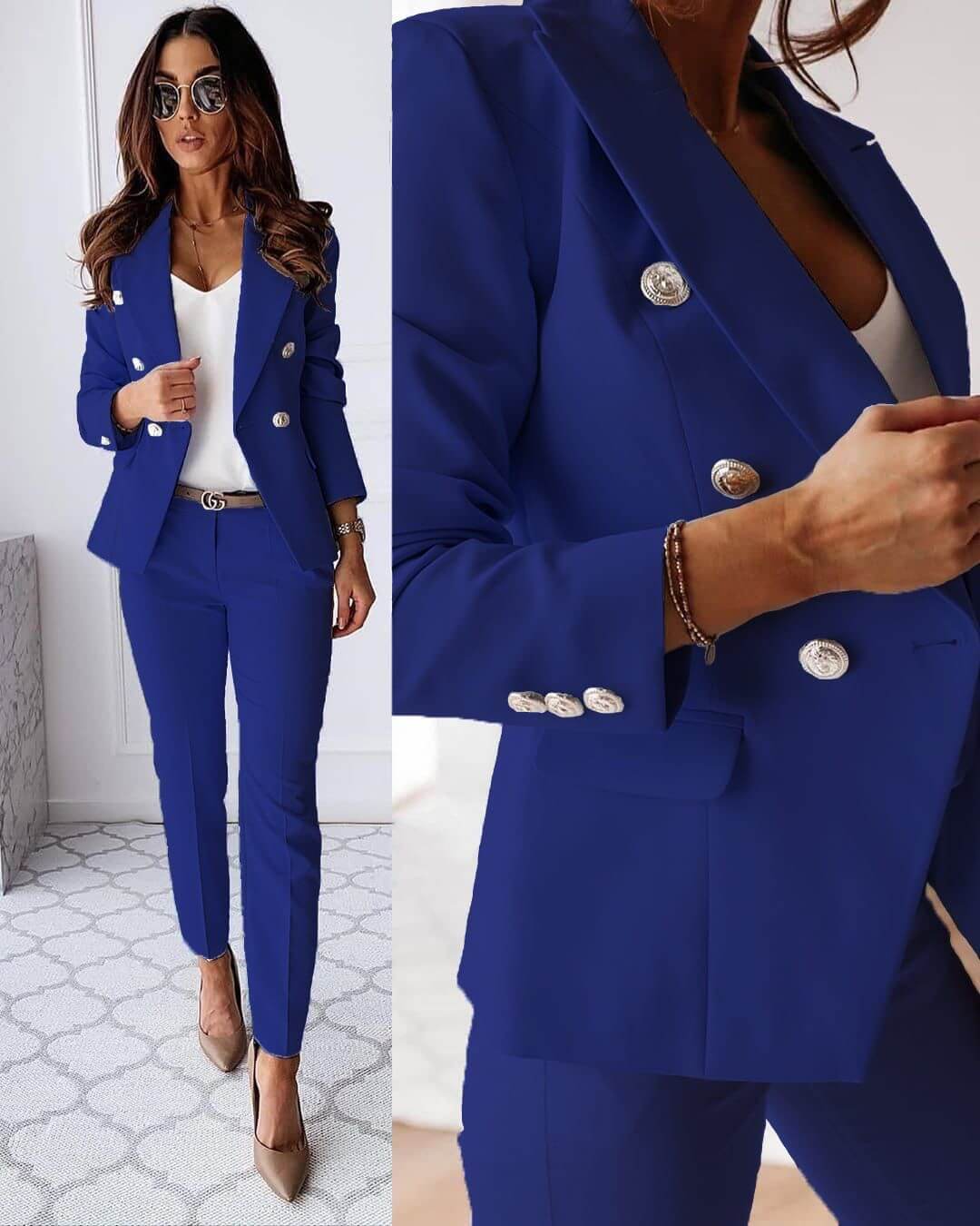Stijlvolle Jas en Broek Set voor Dames – Elegante Co-ord Colbert & Pantalon
