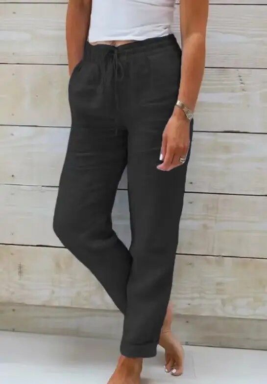 Lieke Stijlvolle Losse Broek Dames – Hoge Taille Broek met Rechte Pijp & Elegante Pasvorm