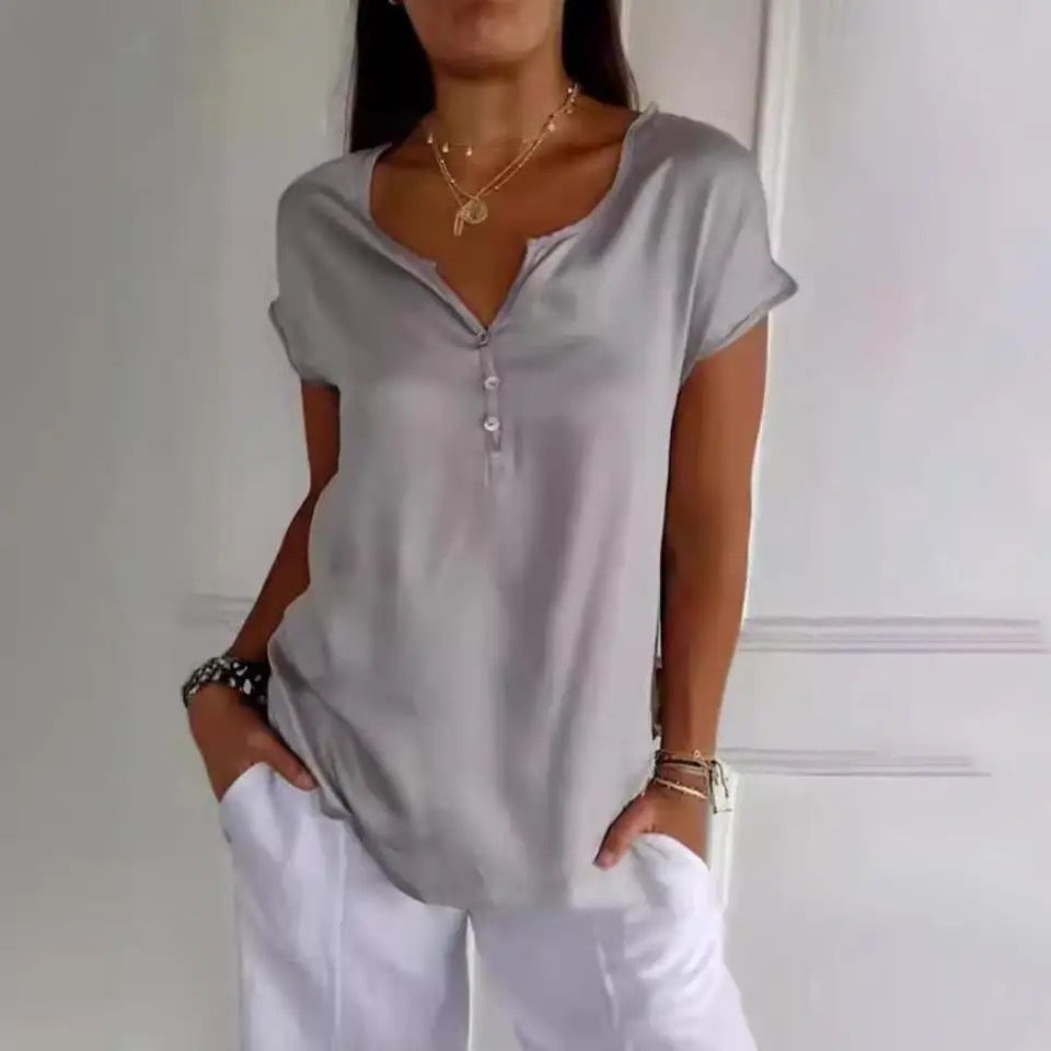 Danique Elegante Top Dames – Luchtige Zomertop met V-Hals & Luxe Chenille Stof