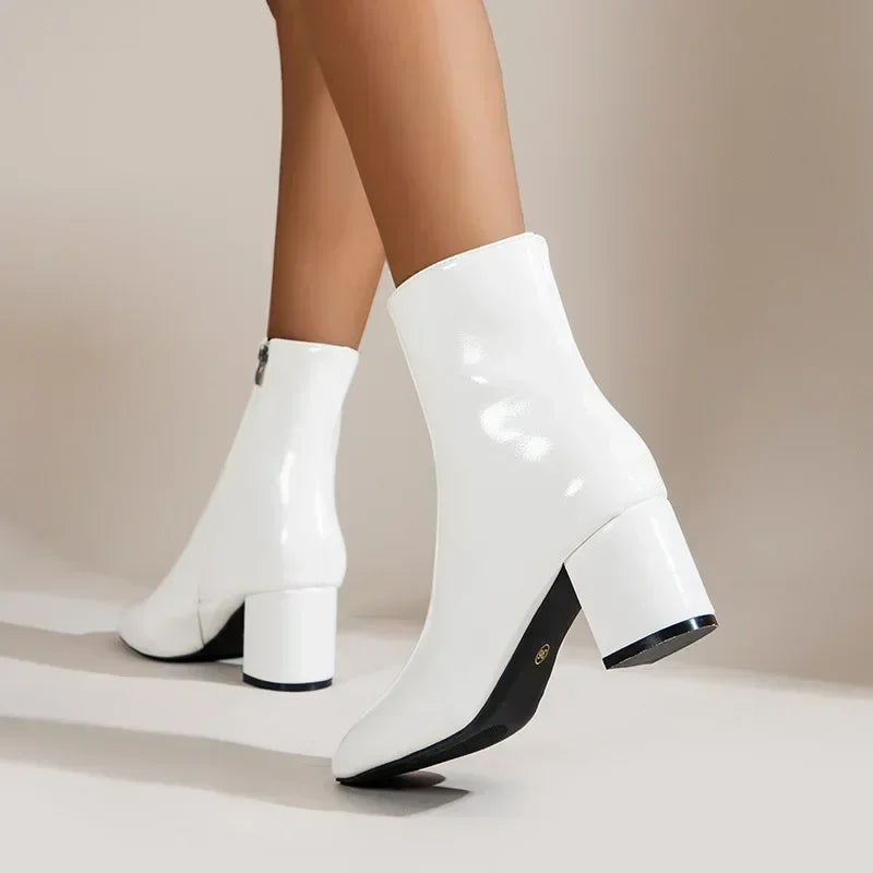 Dames enkelboots – elegante laarsjes met mid-hak, zijrits en stretchy pasvorm