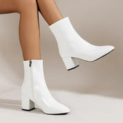 Dames enkelboots – elegante laarsjes met mid-hak, zijrits en stretchy pasvorm
