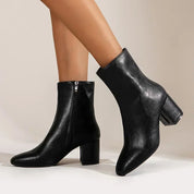Dames enkelboots – elegante laarsjes met mid-hak, zijrits en stretchy pasvorm