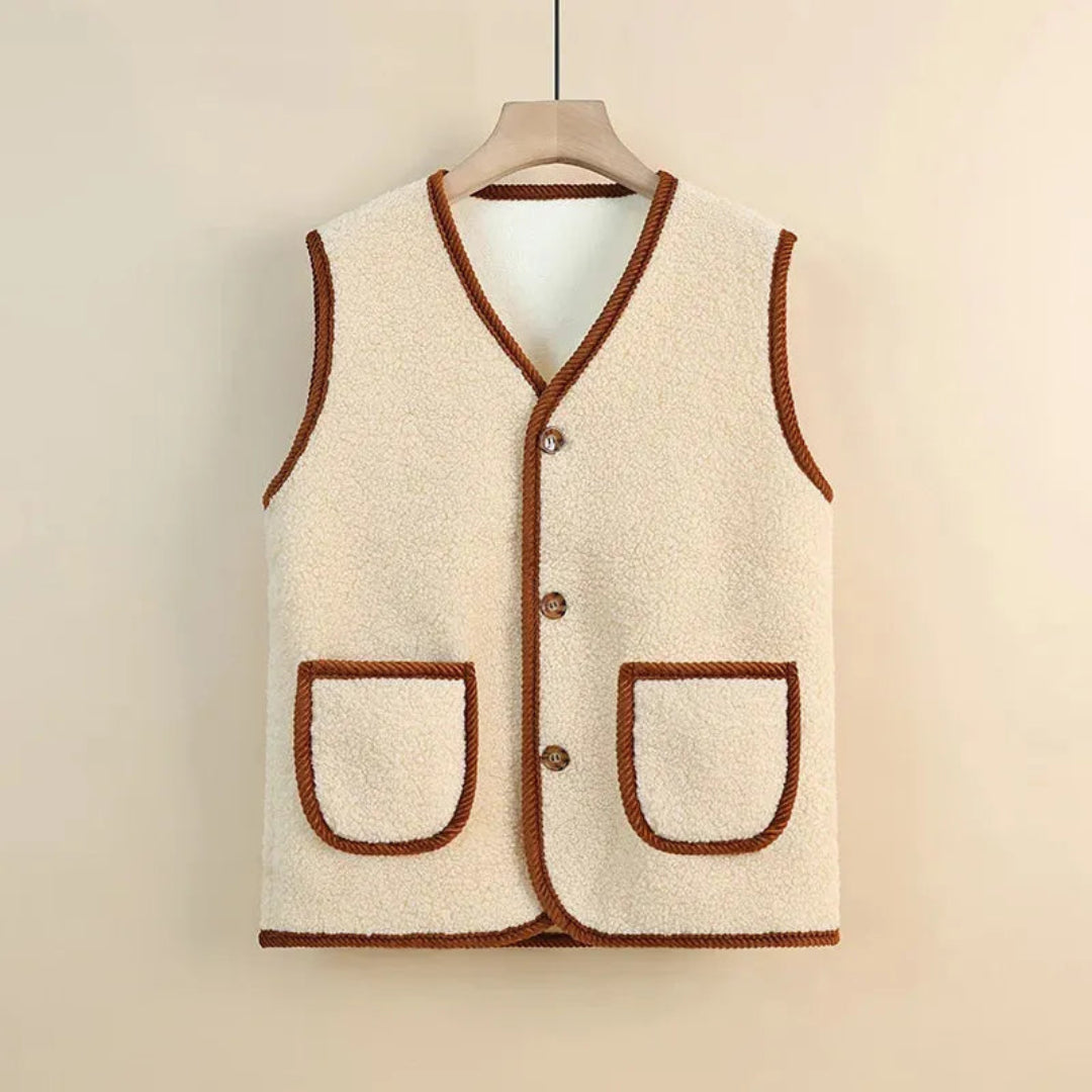 Sacha Sherpa Bodywarmer Dames – Warme Wollen Weste met Stijlvol Design