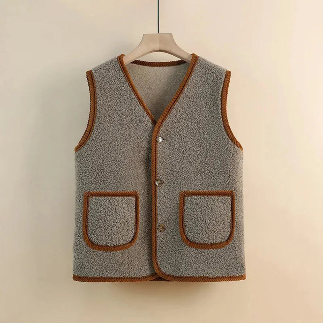 Sacha Sherpa Bodywarmer Dames – Warme Wollen Weste met Stijlvol Design