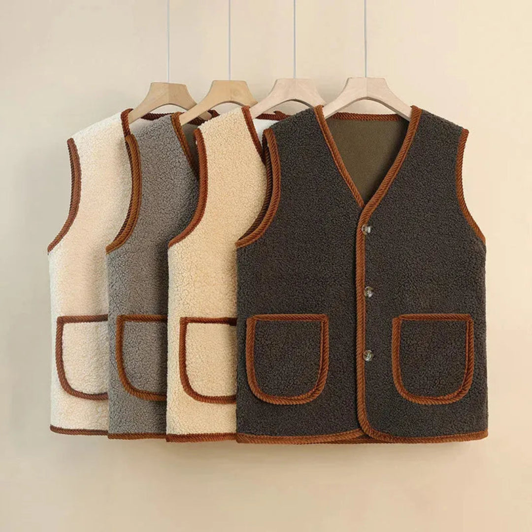 Sacha Sherpa Bodywarmer Dames – Warme Wollen Weste met Stijlvol Design
