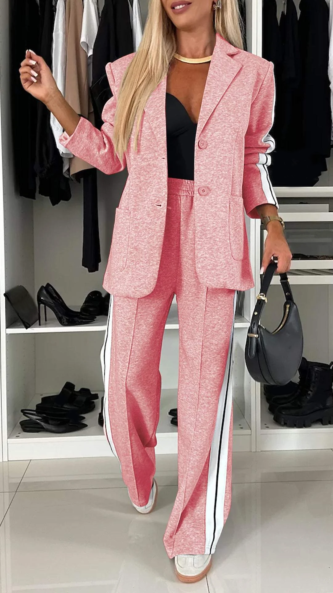 Essentials Casual Kantoorpak Dames – Luxe Trainingspak met Blazer & Elastische Broek