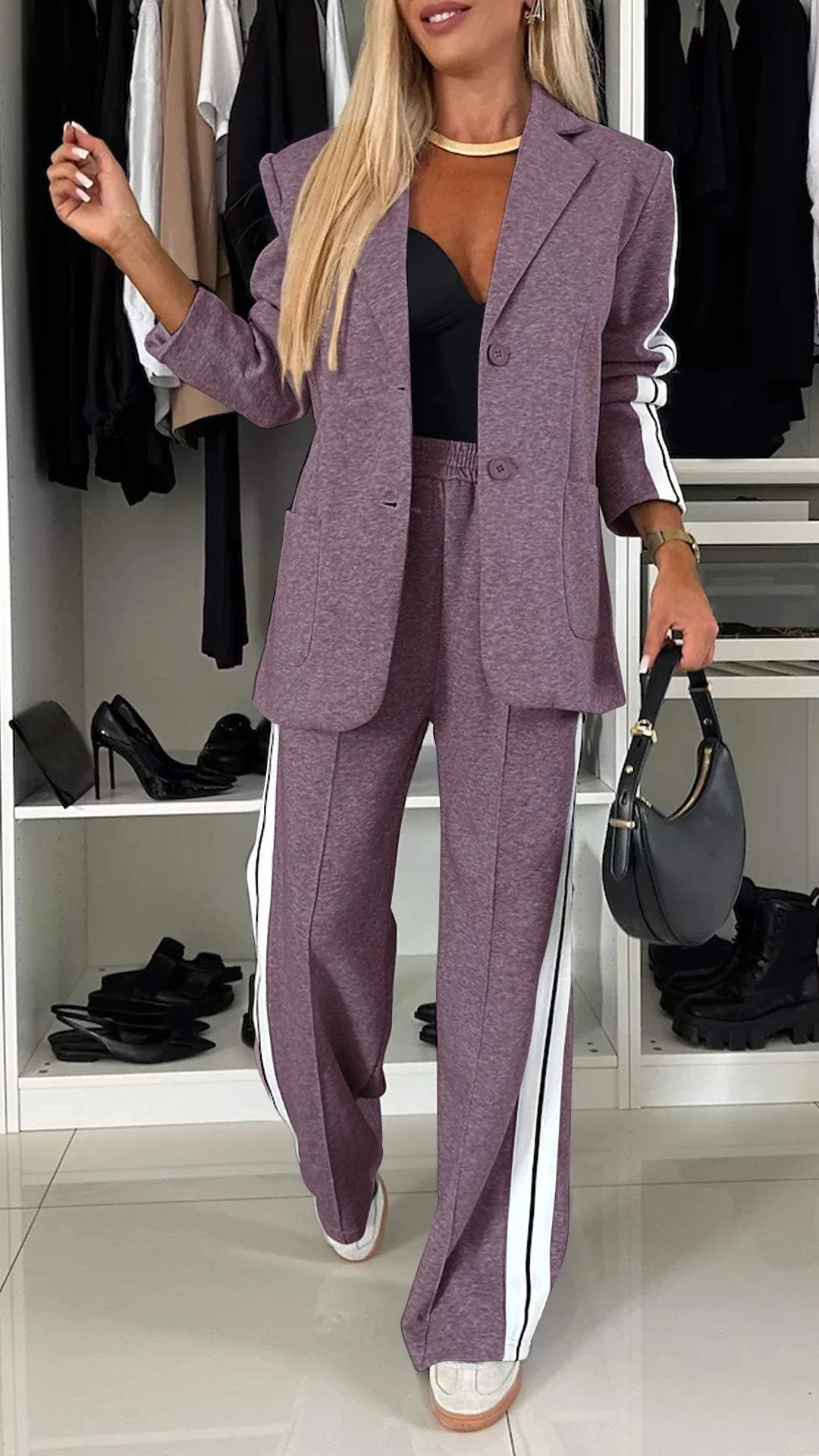 Essentials Casual Kantoorpak Dames – Luxe Trainingspak met Blazer & Elastische Broek