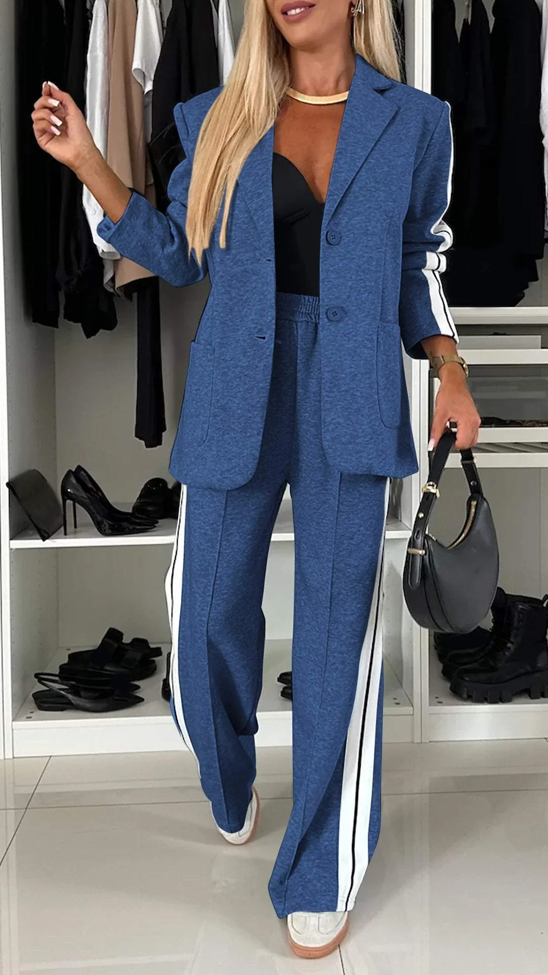 Essentials Casual Kantoorpak Dames – Luxe Trainingspak met Blazer & Elastische Broek