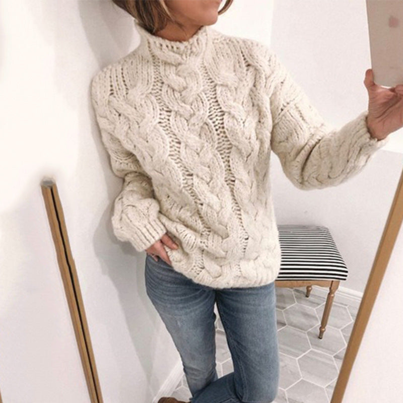 Grofgebreide herfsttrui Dames met Turtleneck – Zachte Warme Wintertrui