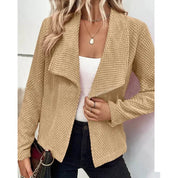 Damesjack Relaxed Fit – Wafelstructuur, Open Voorkant & Watervalrevers