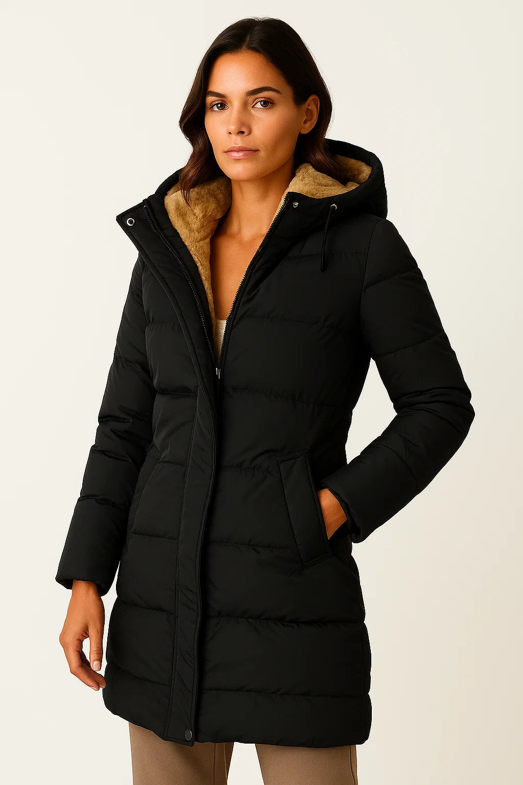 Pufferjas Dames – Zwarte Comfortabele Winterjas met Isolatie
