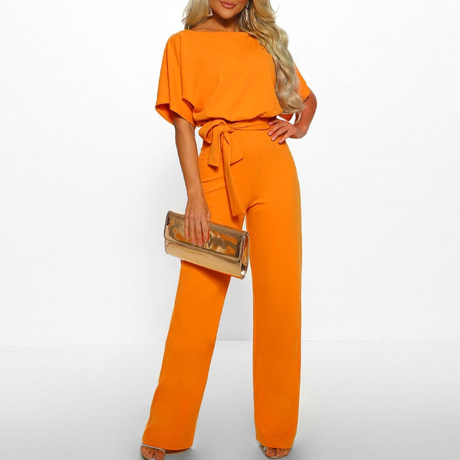 Elegante jumpsuit dames – chique wide leg jumpsuit met lace-up taille