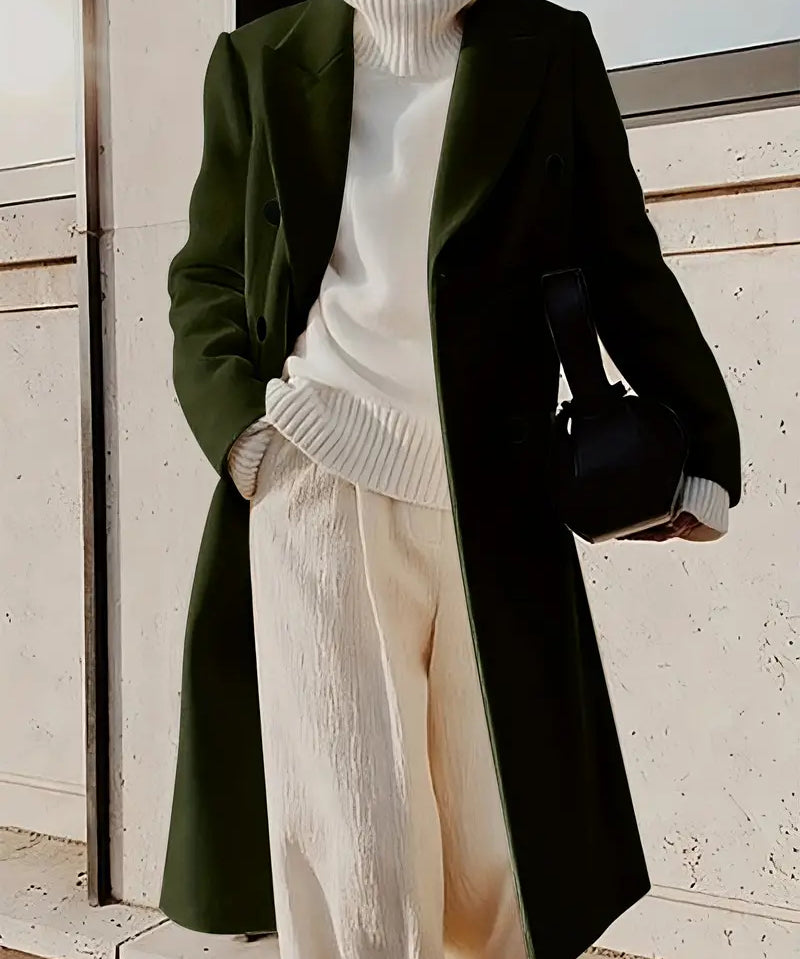 Lange trenchcoat dames – elegante kasjmier jas voor herfst en winter