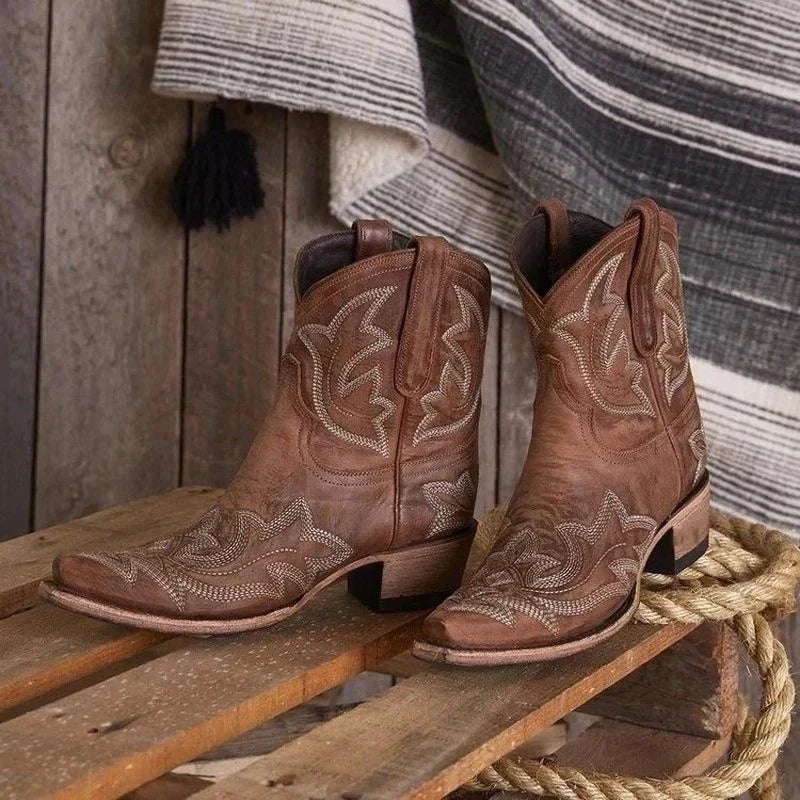 ALEXA dames cowboylaarzen – leren western boots met borduursel