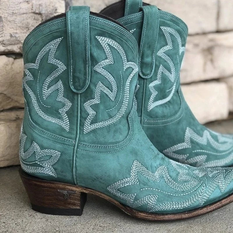 ALEXA dames cowboylaarzen – leren western boots met borduursel