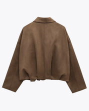 Fabiane dames winterjas – oversized suède leren jas met luxe uitstraling en warme pasvorm