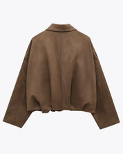 Dames suède jas – oversized leren jas met zachte voering en moderne city-look