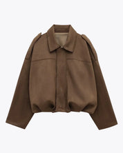 Fabiane dames winterjas – oversized suède leren jas met luxe uitstraling en warme pasvorm