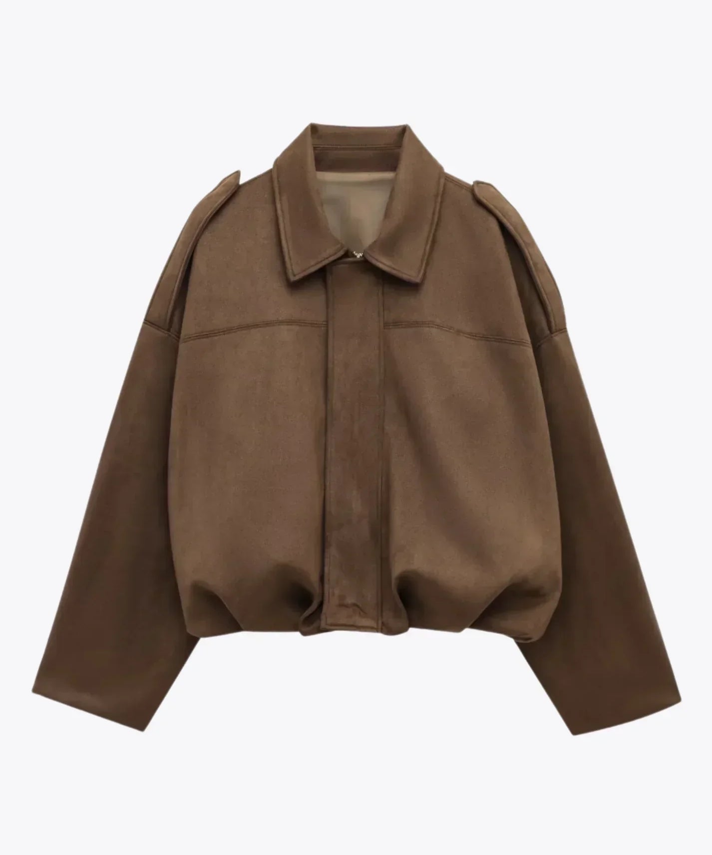Dames suède jas – oversized leren jas met zachte voering en moderne city-look