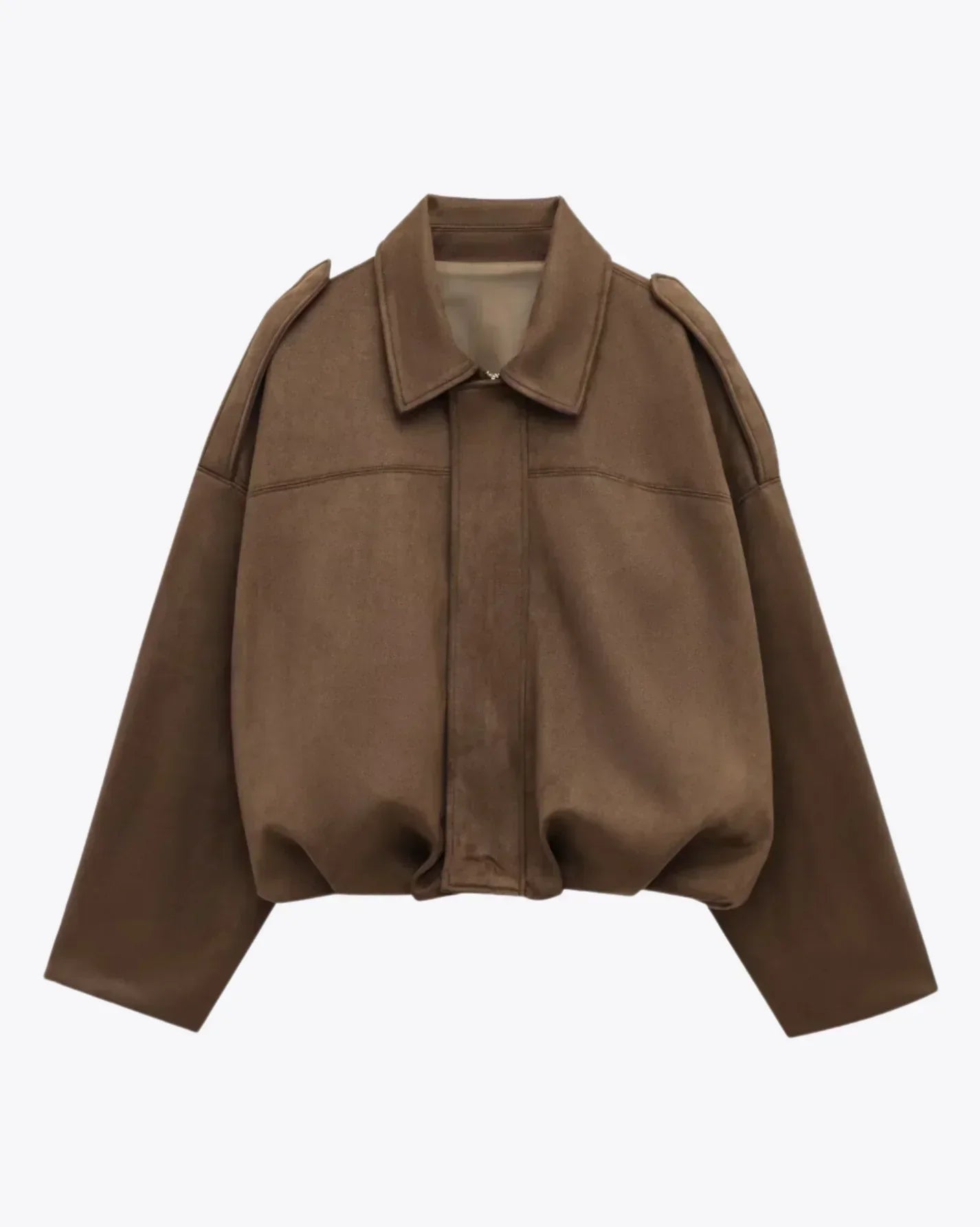 Dames suède jas – oversized leren jas met zachte voering en moderne city-look