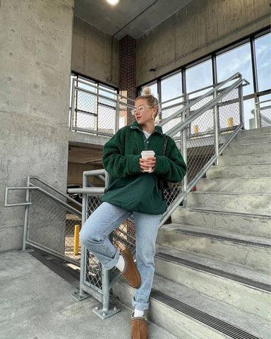 Tasman dames pantoffels – warme suède pantoffels met schapenwollen voering