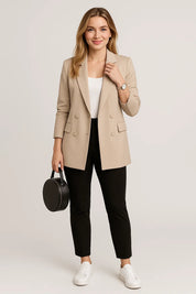 Dames blazer met lange mouwen – stijlvolle business casual blazer voor werk en vrije tijd